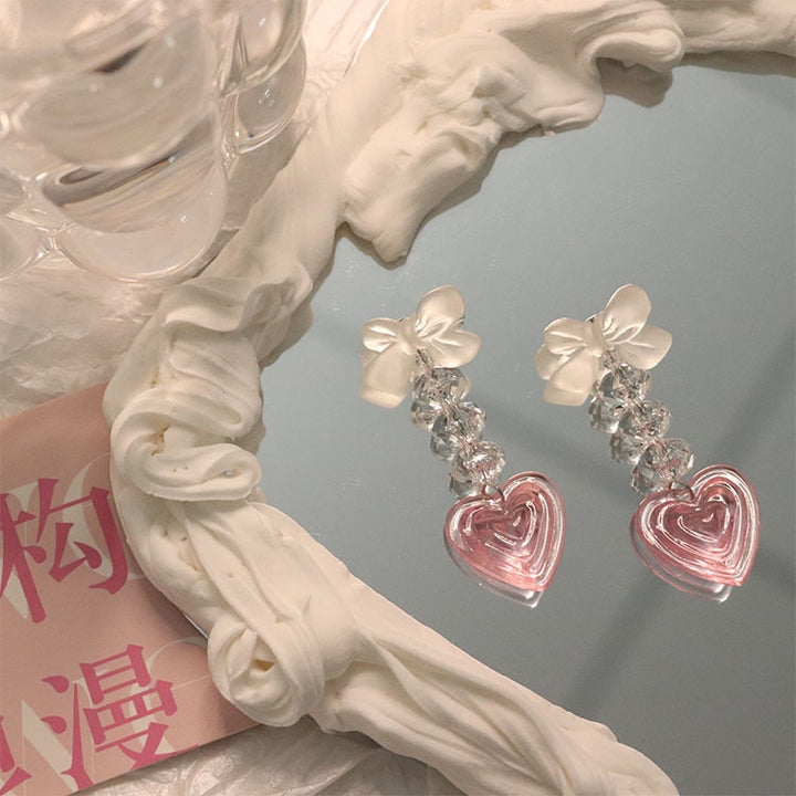 Y2K Aesthetic Peach Heart Earrings Pastel Kitten