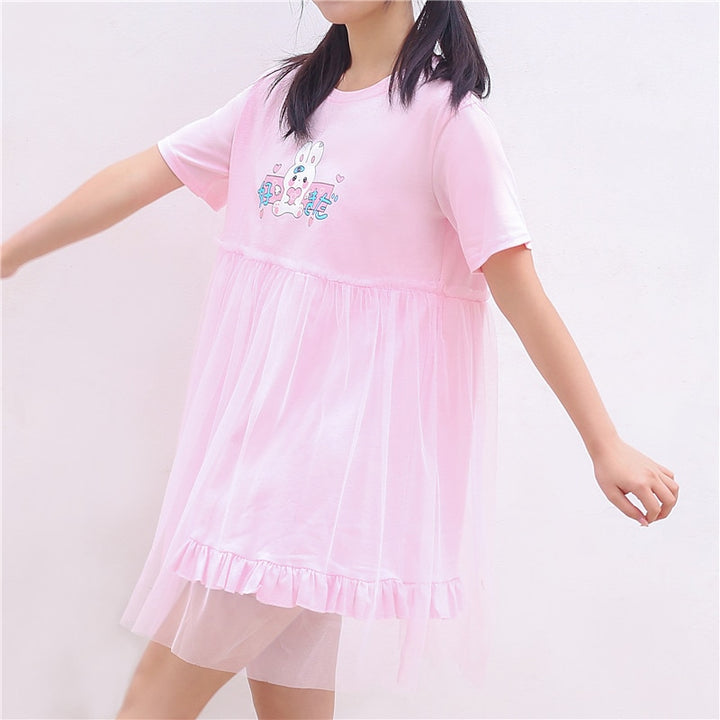 Japanese Cute Summer Dress Pastel Kitten