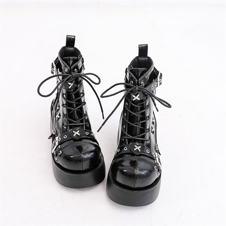 Gothic Platform Ankle Boots Pastel Kitten