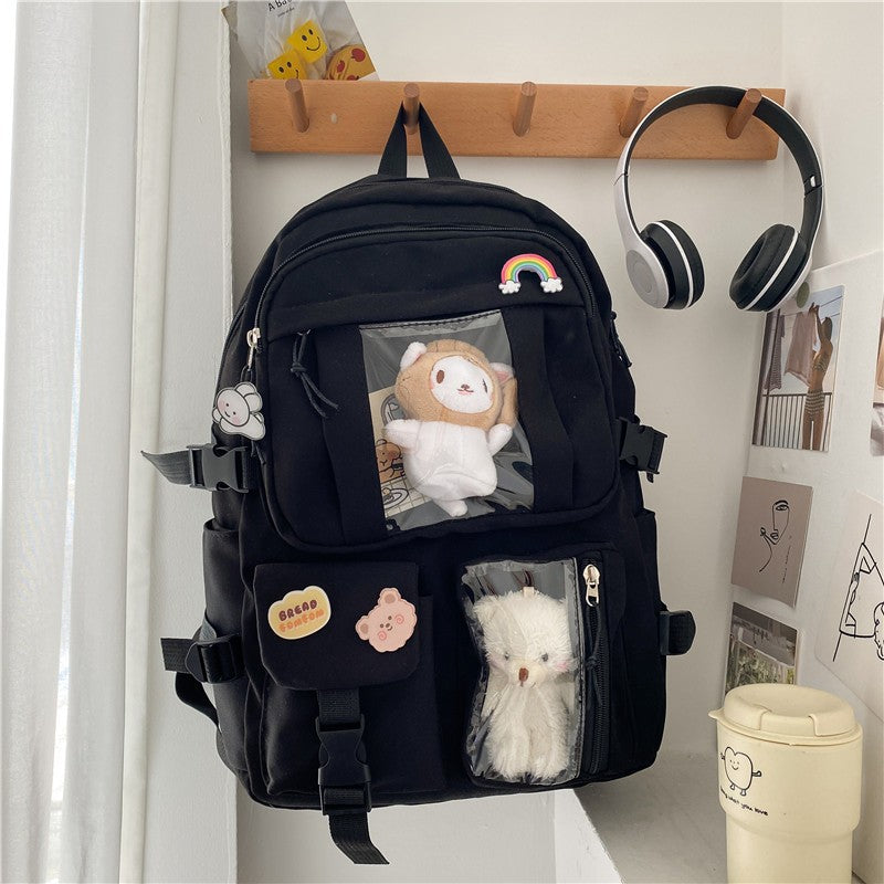 Cute Aesthetic Multi-Pocket Backpack - Pastel Kitten