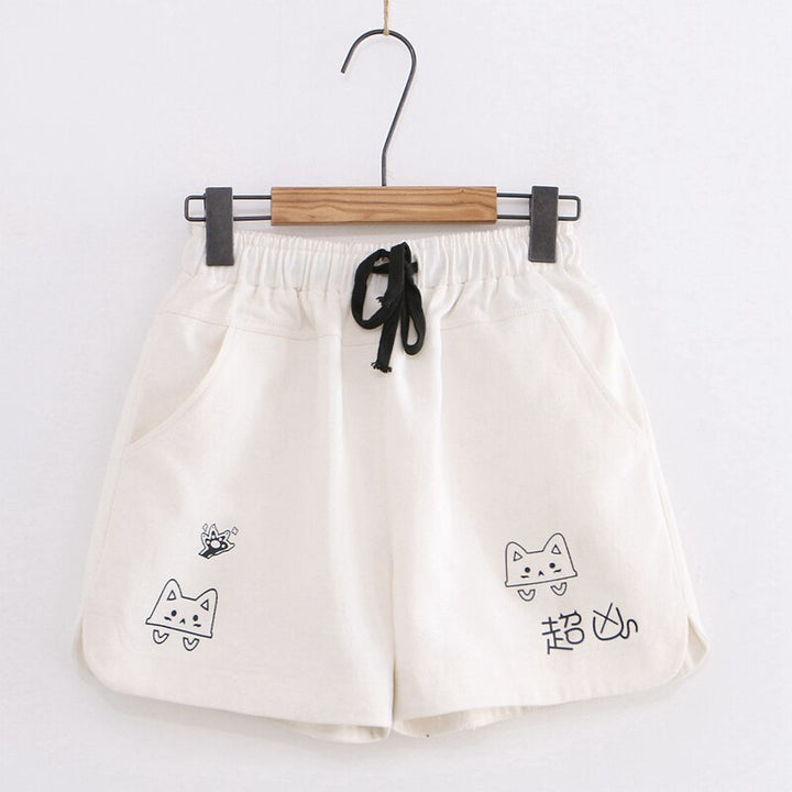 Japanese Harajuku Shorts Pastel Kitten