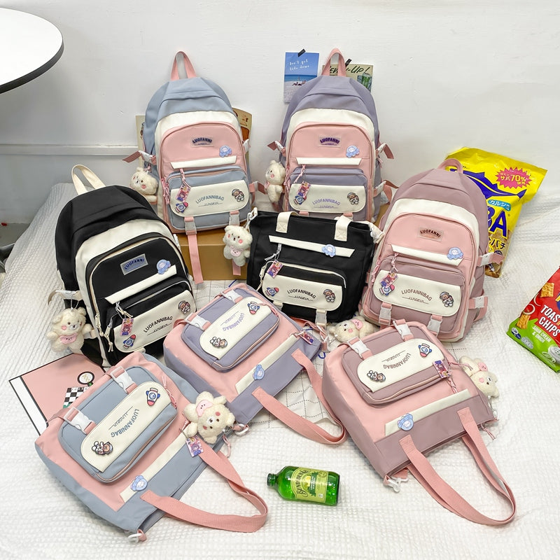 Japanese School Bag Set - Pastel Kitten