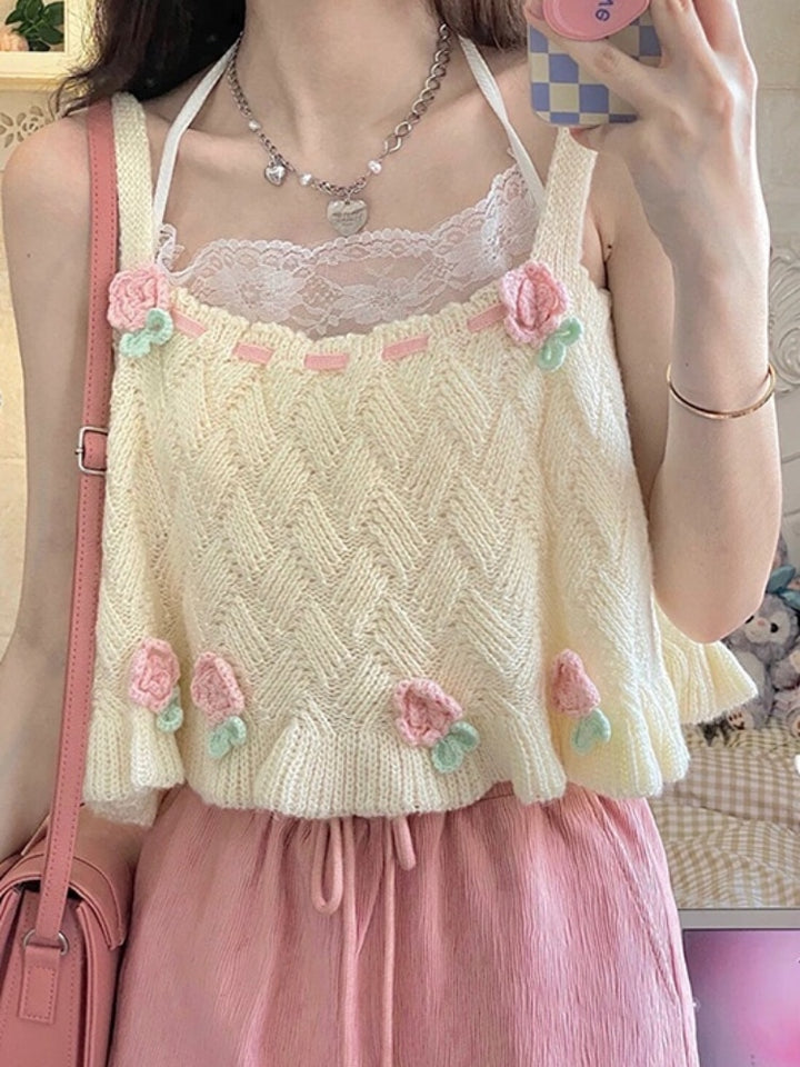 Sweet Flower Kawaii Top Pastel Kitten