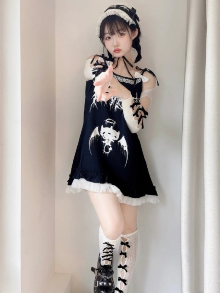 Y2k Gothic Punk Dress Pastel Kitten