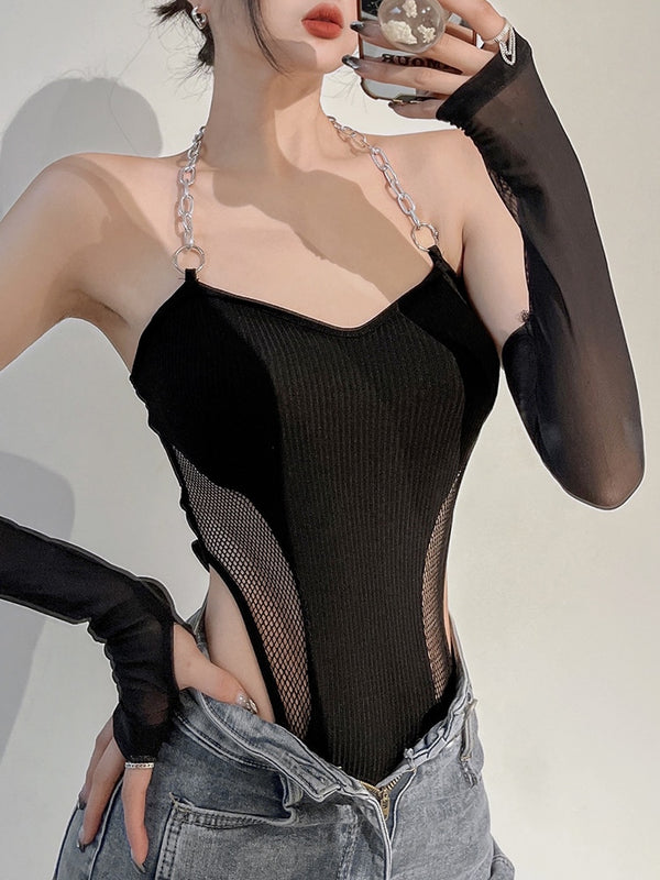 Darkwear Bodysuit with Chain Pastel Kitten