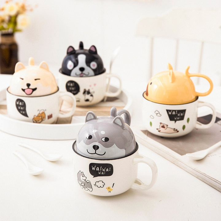 Kawaii Cat & Shiba Inu Mugs Pastel Kitten