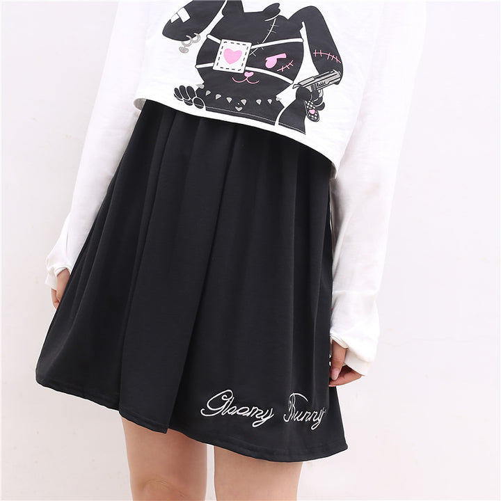 Japanese Style Black Rabbit Clothing Set Pastel Kitten