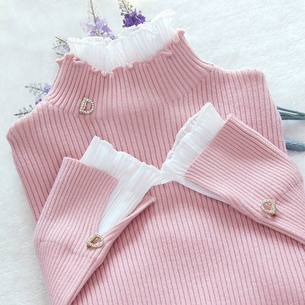 Korean Turtleneck Pullover Sweater Pastel Kitten