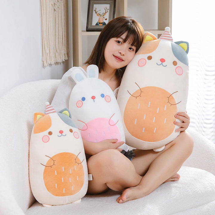 Kawaii Animal Plush Pillow Pastel Kitten