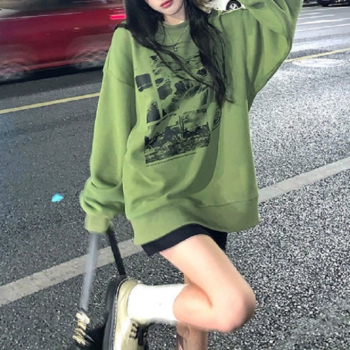 Korean Grunge Oversized Sweatshirt Pastel Kitten